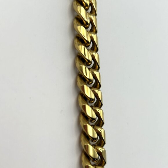 Past Midnight Heavy Gold Tone Cuban Link Necklace 18” Statement Jewelry 131g - Picture 10 of 14